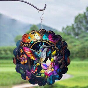 Wind Spinners Art Hummingbird 12 inch 3D Stainless Steel Laser Cut Metal Art